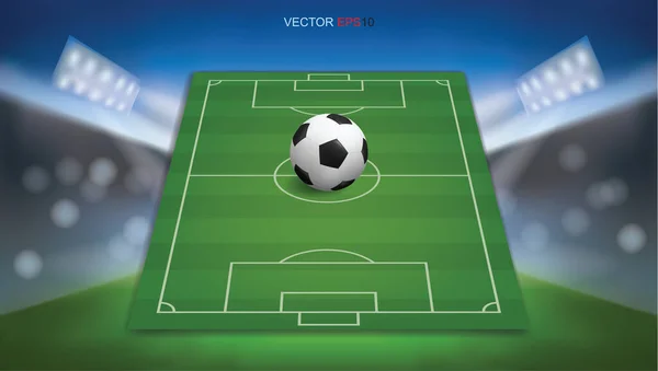 Campo Fútbol Fondo Campo Fútbol Con Pelota Fútbol Cancha Hierba — Vector de stock