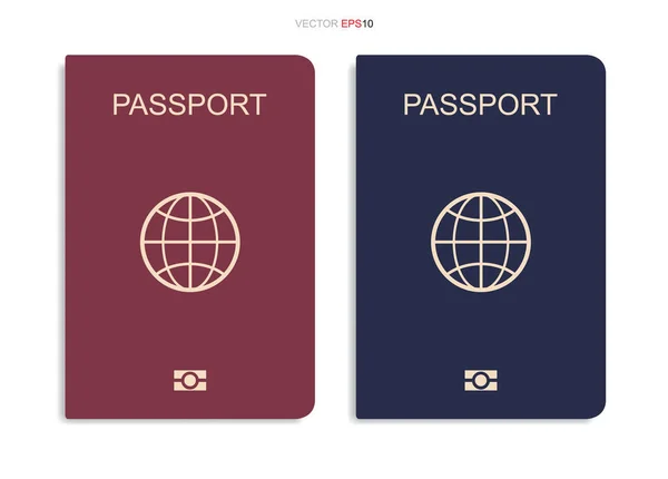 Conjunto Pasaporte Aislado Sobre Fondo Blanco Ilustración Vectorial — Vector de stock