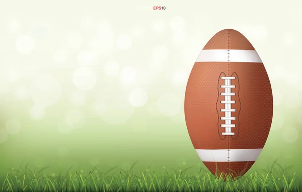 Αμερικανική Μπάλα Ποδοσφαίρου Πράσινο Γρασίδι Τομέα Φως Θολή Bokeh Φόντο — Διανυσματικό Αρχείο