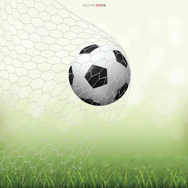 Ballon Football Sur Terrain Herbe Verte Avec Fond Bokeh Flou — Image vectorielle