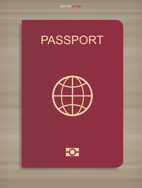 Carnet Passeport Sur Fond Texture Bois Illustration Vectorielle — Image vectorielle