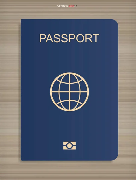 Libro Pasaportes Sobre Fondo Textura Madera Ilustración Vectorial — Vector de stock