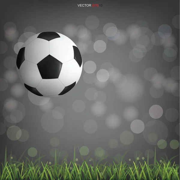 Ballon Football Sur Terrain Herbe Verte Avec Fond Bokeh Flou — Image vectorielle