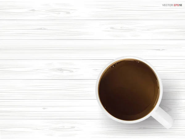 Kaffeetasse Auf Weißem Holz Textur Hintergrund Vorhanden Vektorillustration — Stockvektor