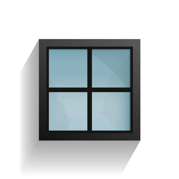 Black Window Soft Shadow White Background Vector Illustration — Stock Vector