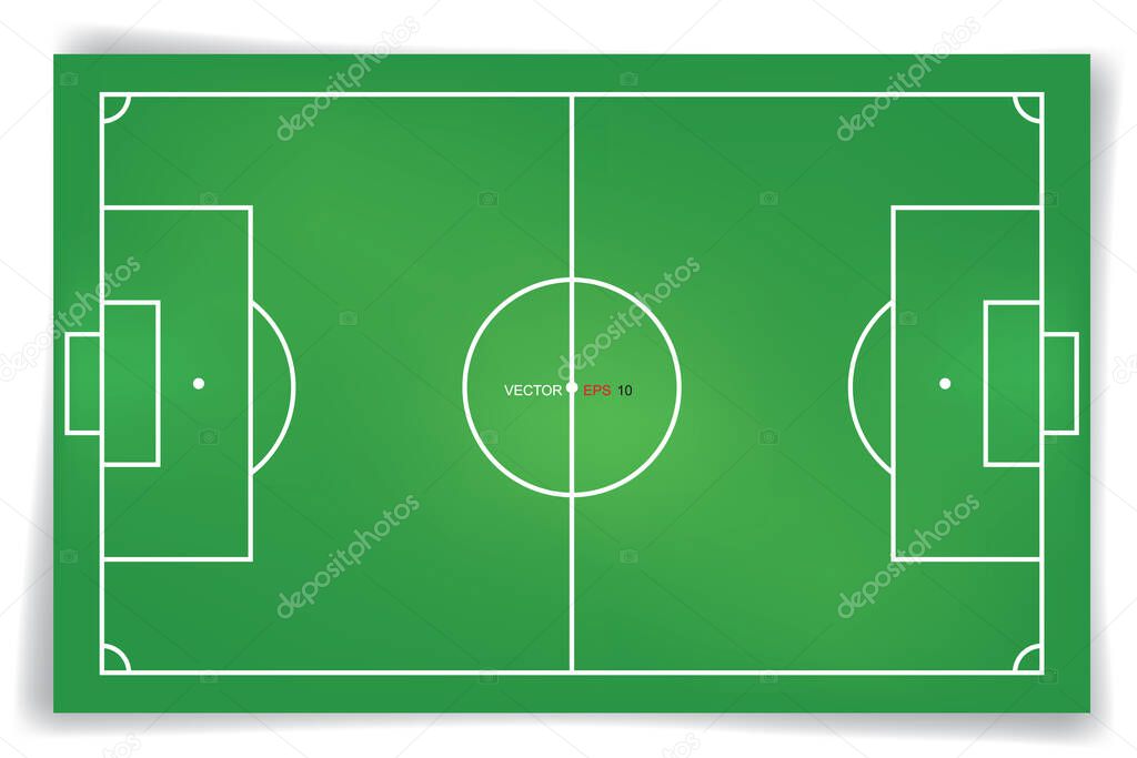 Football field or soccer field background. Vector green court for create soccer game. Vector illustration.