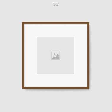 İç tasarım ve dekorasyon için ahşap fotoğraf çerçevesi ya da resim çerçevesi. Vektör illüstrasyonu.