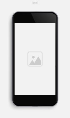 Ekran arka planında uygulama görüntüsü olan gerçekçi cep telefonu. Vektör illüstrasyonu.