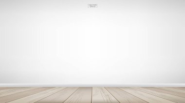 Boş ahşap oda arka planı. Tasarım ve dekorasyon için soyut bir arkaplan. Vektör illüstrasyonu.