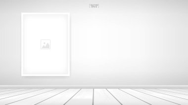 Ahşap oda arkaplanındaki boş fotoğraf çerçevesi veya çerçeve arkaplanı. Oda tasarımı ve iç dekorasyon için. Vektör illüstrasyonu.