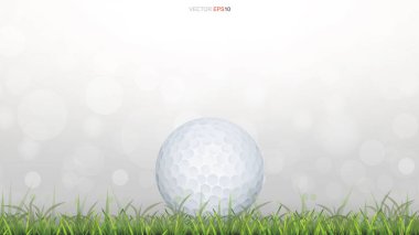 Yeşil çimenlik alanda golf topu ve arka planı bulanık. Vektör illüstrasyonu.