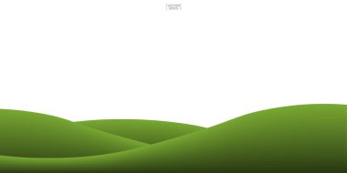 Yeşil çimen tepesi arka planı beyaza izole edilmiş. Doğal şablon tasarımı için dış mekan soyut arka planı. Vektör illüstrasyonu.