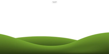 Yeşil çimen tepesi arka planı beyaza izole edilmiş. Doğal şablon tasarımı için dış mekan soyut arka planı. Vektör illüstrasyonu.