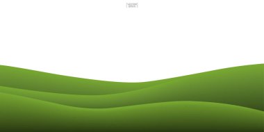 Yeşil çimen tepesi arka planı beyaza izole edilmiş. Doğal şablon tasarımı için dış mekan soyut arka planı. Vektör illüstrasyonu.