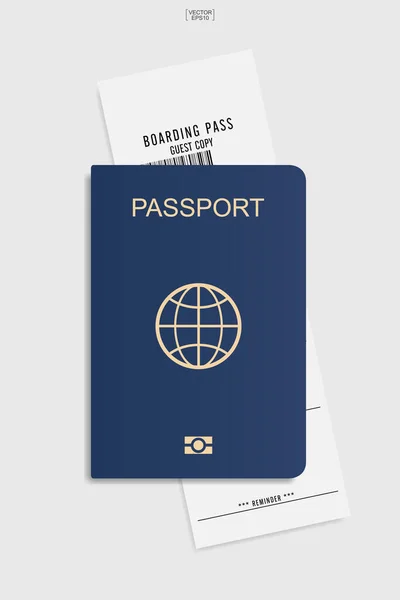 Pasaporte Billete Embarque Sobre Fondo Blanco Ilustración Vectorial — Vector de stock