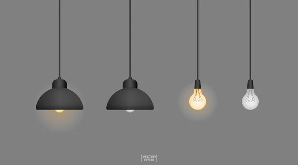 Lyspære Eller Lampe Med Mørk Baggrund Vektorillustration – Stock-vektor