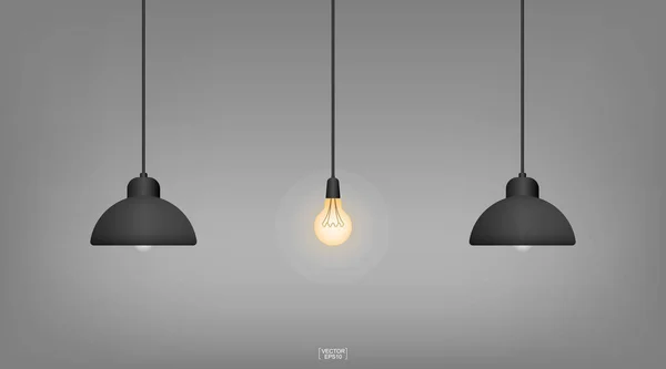 Lyspære Eller Lampe Med Mørk Baggrund Vektorillustration – Stock-vektor