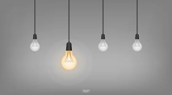 Light Bulb Lamp Dark Background Vector Illustration — Stock Vector