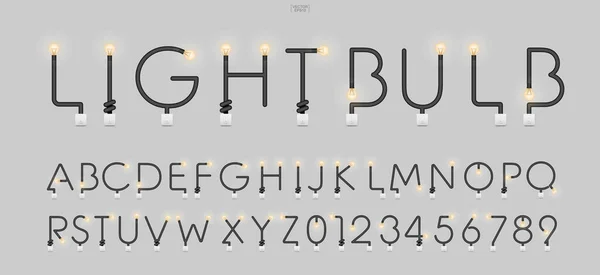 Buchstaben Und Zahlen Loft Stil Abstraktes Alphabet Aus Glühbirne Und — Stockvektor