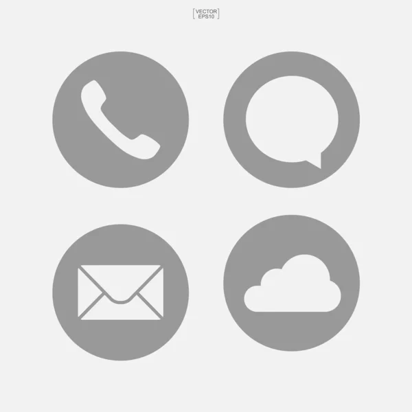 Social Media Icon Set Icon Phone Email Chat Cloud Vector — Stock Vector