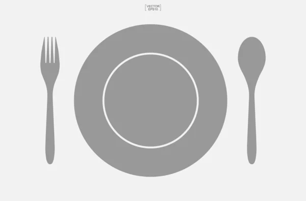 Spoon Dish Fork Icon Set Kitchenware Sign Symbol Vector Illustration — Stock Vector