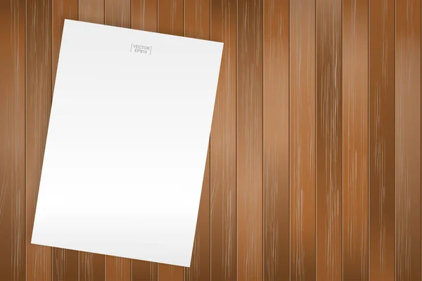 Weißes Papierblatt Auf Holz Textur Hintergrund Vektorillustration — Stockvektor