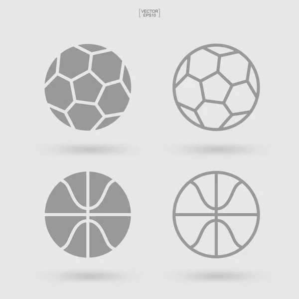 Set of sports ball icon. Soccer football and basketball sign and symbol. Simple flat icon for web site or mobile app. Vector illustration.