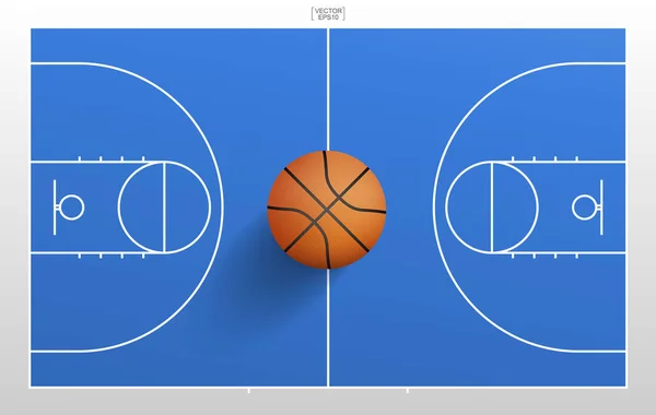 Basketball Ball Basketball Field Background Con Línea Patrón Corte Área — Archivo Imágenes Vectoriales