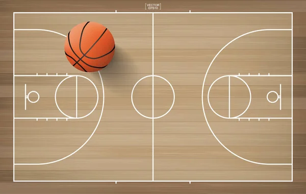 Baloncesto Área Cancha Baloncesto Con Fondo Patrón Madera Ilustración Vectorial — Archivo Imágenes Vectoriales