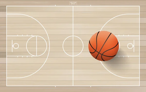 Baloncesto Área Cancha Baloncesto Con Fondo Patrón Madera Ilustración Vectorial — Archivo Imágenes Vectoriales