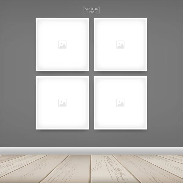木制房间空间背景中的空相框或相框背景 用于室内设计和室内装饰 矢量说明 — 图库矢量图片