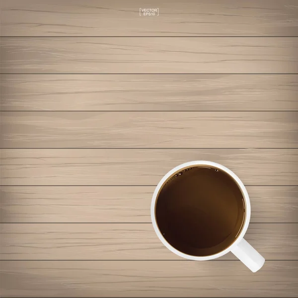 Kaffeetasse Auf Holz Hintergrund Vorhanden Vektorillustration — Stockvektor