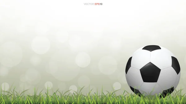 Ballon Football Sur Terrain Herbe Verte Avec Fond Bokeh Flou — Image vectorielle