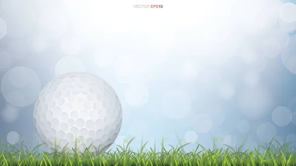 绿色草场上的高尔夫球 背景光模糊 矢量说明 — 图库矢量图片