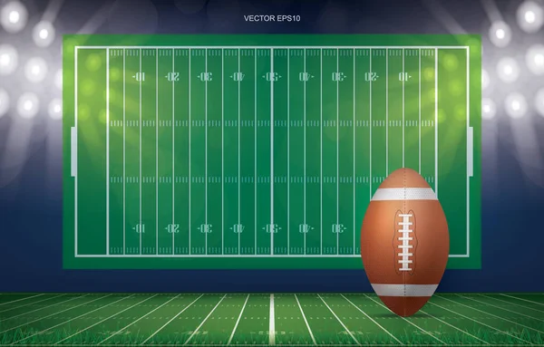 Pelota Fútbol Fondo Del Estadio Fútbol Con Patrón Línea Perspectiva — Archivo Imágenes Vectoriales