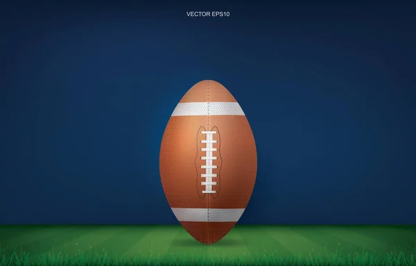 Футбольный Мяч Футбольном Поле Стадиона Перспективой Линии Векторная Иллюстрация — стоковый вектор