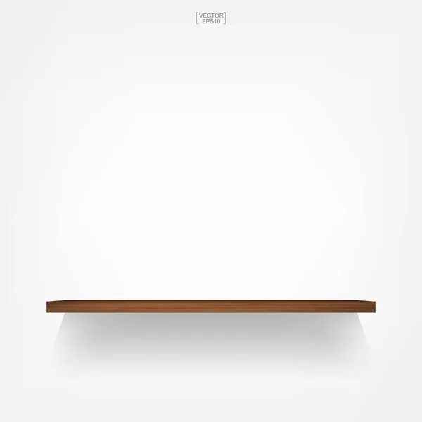 Empty Wooden Shelf White Background Soft Shadow Vector Illustration — Stock Vector