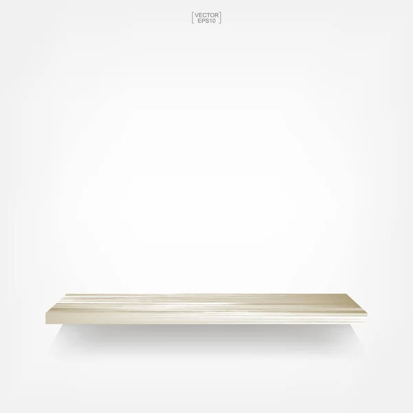 Leeres Holzregal Auf Weißem Hintergrund Mit Sanftem Schatten Vektorillustration — Stockvektor