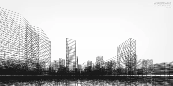 Fond Ville Wireframe Perspective Rendu Construction Wireframe Illustration Vectorielle — Image vectorielle