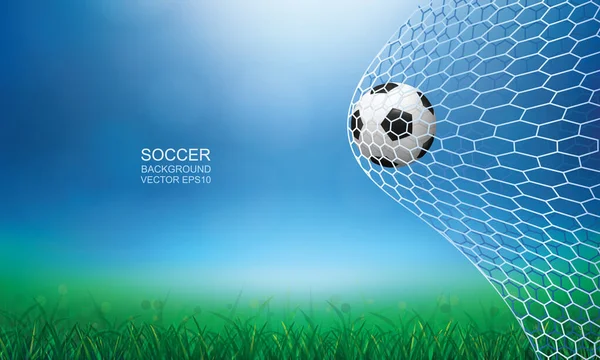 Balle Foot Ballon Football Filet Blanc Avec Fond Bokeh Flou — Image vectorielle