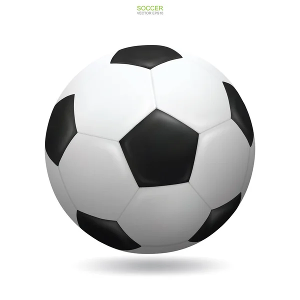 Реалистичный Футбольный Мяч Белом Фоне Мягкой Тенью Векторная Иллюстрация — стоковый вектор