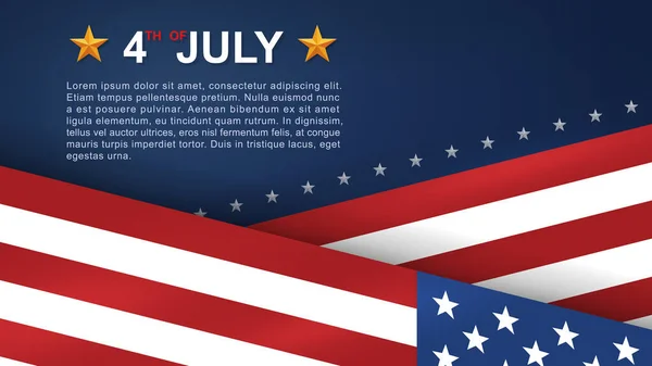 独立日的背景为7月4日 蓝色背景和美国国旗 矢量说明 — 图库矢量图片