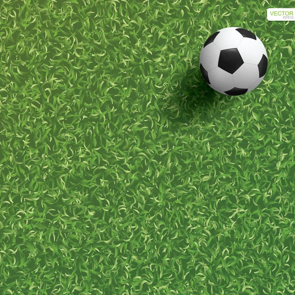 Ballon Football Sur Gazon Vert Fond Terrain Football Illustration Vectorielle — Image vectorielle