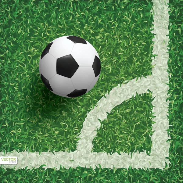 Futebol Bola Futebol Área Canto Campo Futebol Com Fundo Textura — Vetor de Stock