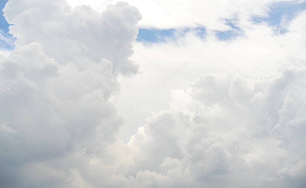 White cloud pattern and texture. Soft sky and clouds in daylight. Outdoor natural abstract background.