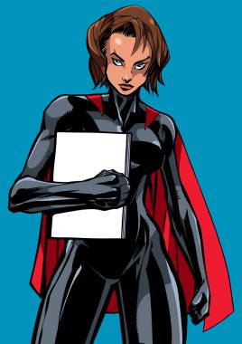Maskesiz kitap tutan superheroine