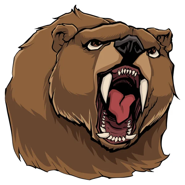 Dühös medve, fehér — Stock Vector