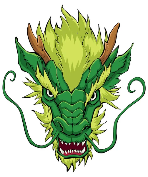 Tête de dragon chinoise verte — Image vectorielle