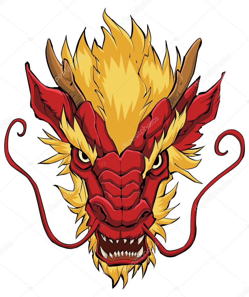 Chinese Dragon Head Red