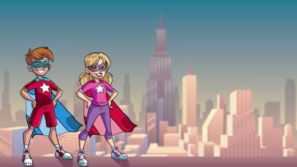 Liten Super Kids City bakgrunden — Stockvideo